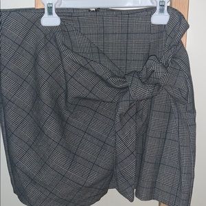 Glen Plaid Tie-Front Mini Skirt